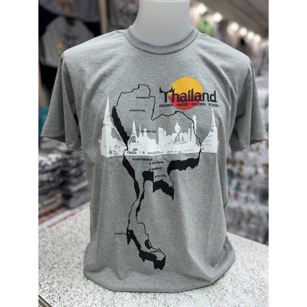 Colour T-shirt เสื้อไทยแลนด์ ลายแผนที่ประเทศไทย ผ้าท็อปดราย Made in Thailand