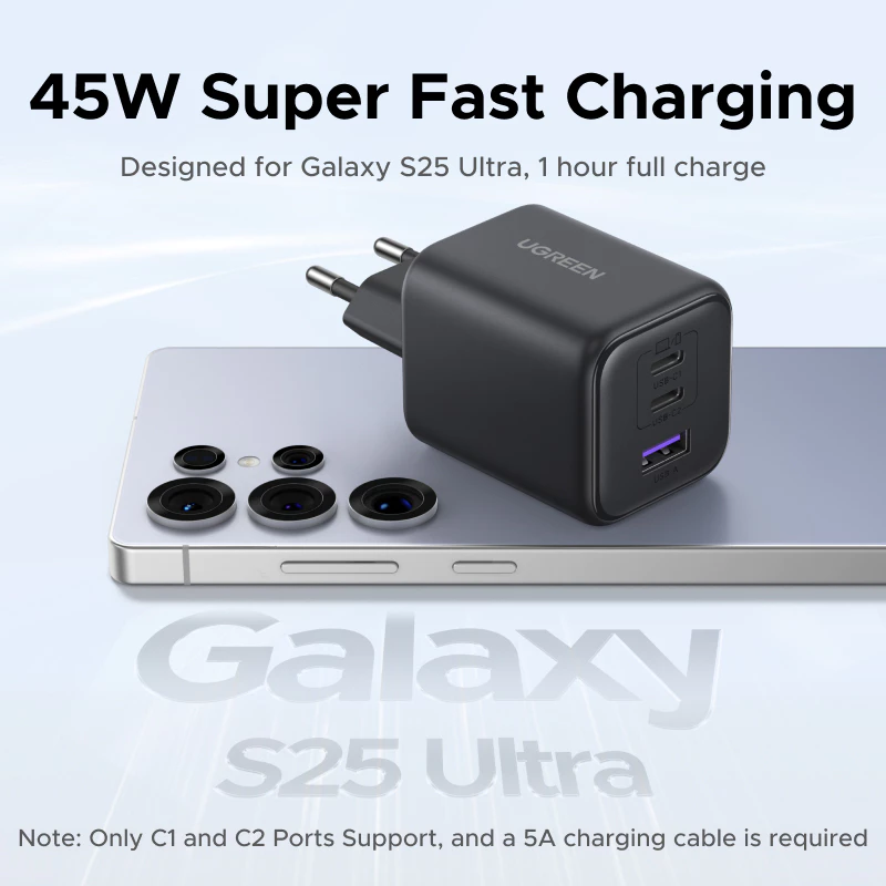 UGREEN หัวชาร์จเร็ว GaN 30-45W Type-C 2 ช่อง USB 1 ช่อง รุ่น X527 thumbnail 5