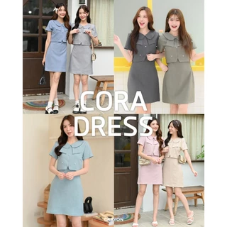 Cora dress - ชุดเดรสทำงาน ชุดทำงานผู้หญิง เดรสคอปกน่ารัก แต่งกระดุมมุก - CRAYONBRAND