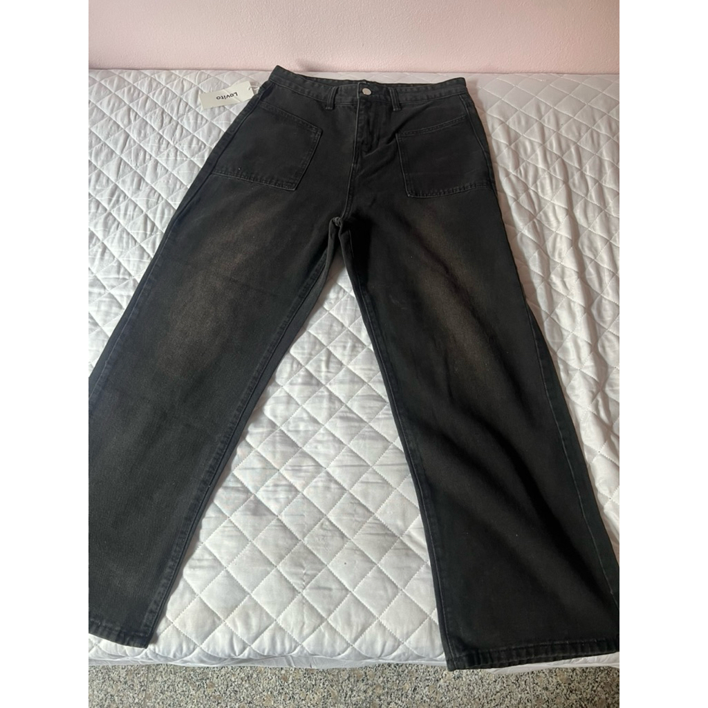 กางเกงยีนส์สีดำ Lovito มือ 1