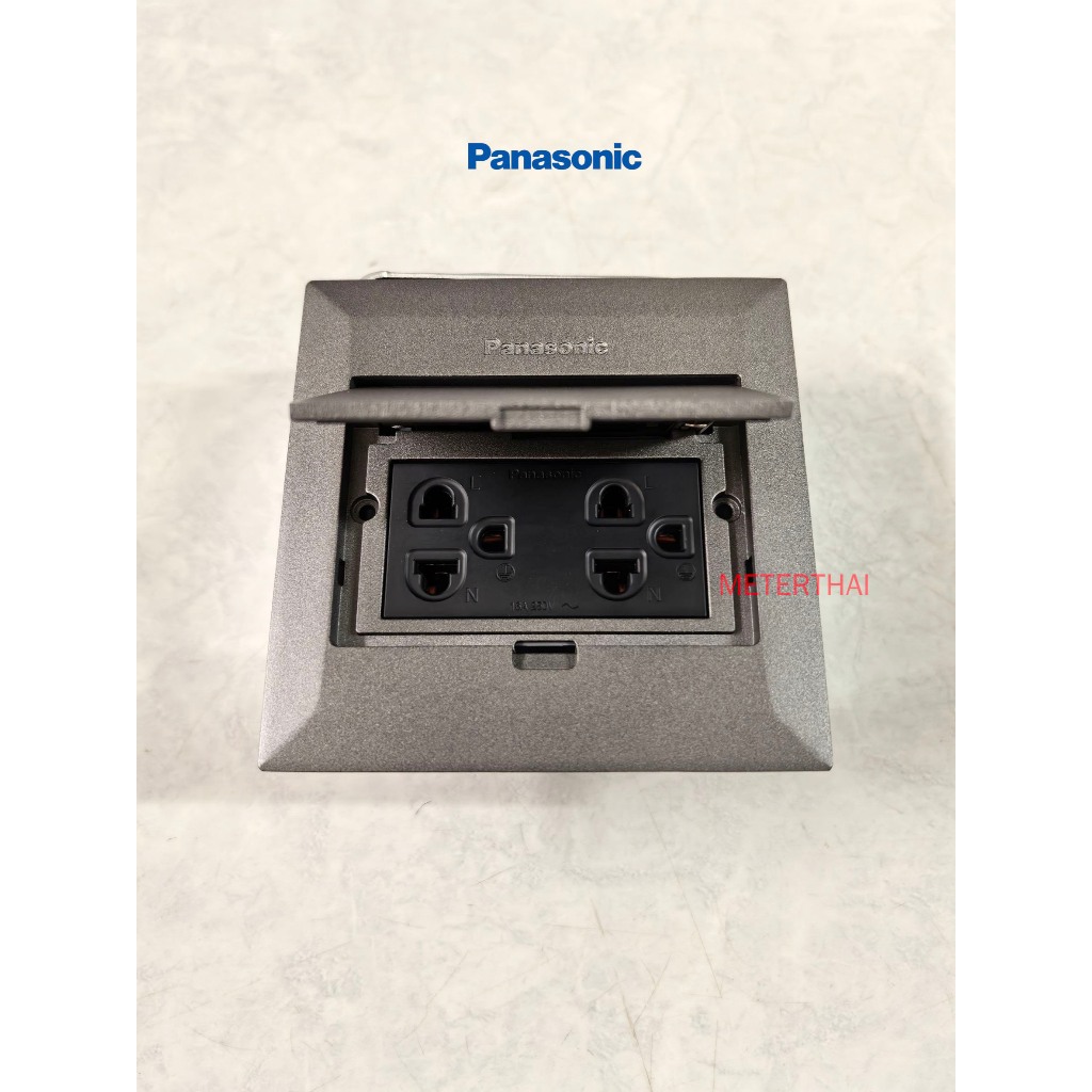 Panasonic POPUP DUFS1200LTH เต้ารับฝังพื้นพร้อมเต้ารับปลั๊กกราวด์คู่สีดำ