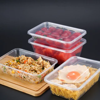 (50ชุด/แพ็ค) กล่องพลาสติกใส่อาหารพร้อมฝา วัสดุ PP Food Grade เข้าไมโครเวฟได้ รุ่น BF/F (ดำ/ใส) ขนาด 500,650,750,1000ML.