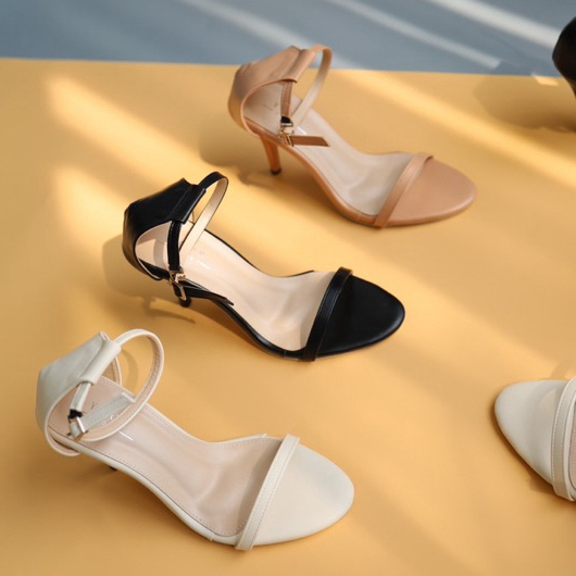 YOURSHOES B63 / รองเท้าส้นสูง 3 นิ้ว รองเท้ารัดข้อ รองเท้าผู้หญิง