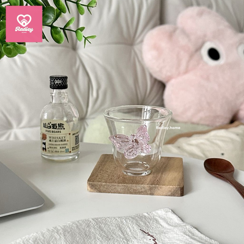 พร้อมส่งจากไทย💖ถ้วยชา แก้วชาผีเสื้อ แก้วน้ำใบเล็ก ติดแกลมสุดๆ แก้วทนความร้อนสูง🦋 - รูปที่ 7