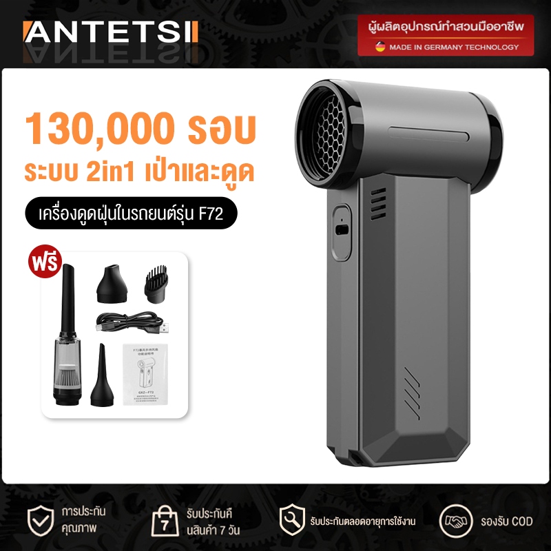 ANTETSI พัดลมอเนกประสงค์ พลังเจ็ท Handheld fan รุ่น GXZ-F72 แรงลมทรงพลัง 130000RPM 2ระบบ 2 in 1 ดูดแ