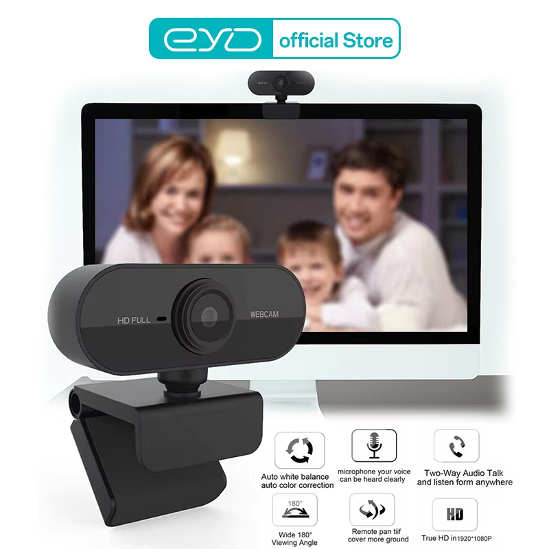 EYD Webcam กล้องเว็บแคมสำหรับแล็ปท็อป USB กล้อง PC Full HD 1080P พร้อมการหมุน 360 องศาและไมโครโฟน กล