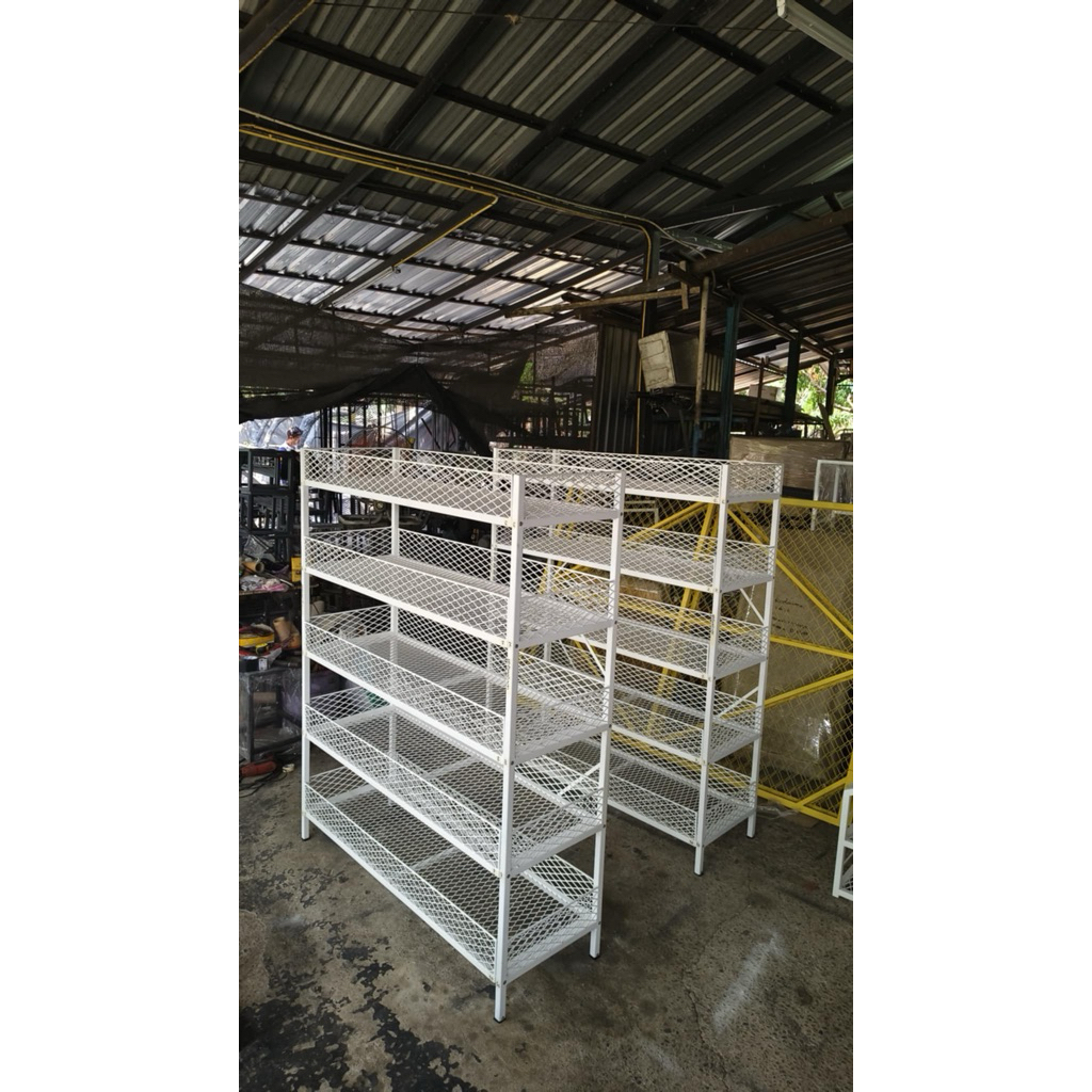(C004)☘️☘️ชั้นวางตะแกรงเหล็กฉีกขนาด35 ยาว90 สูง150ซม..ราคา4,390บาทสีขาว4,890บาท(กันตกตะแกรงเหล็กฉีก)