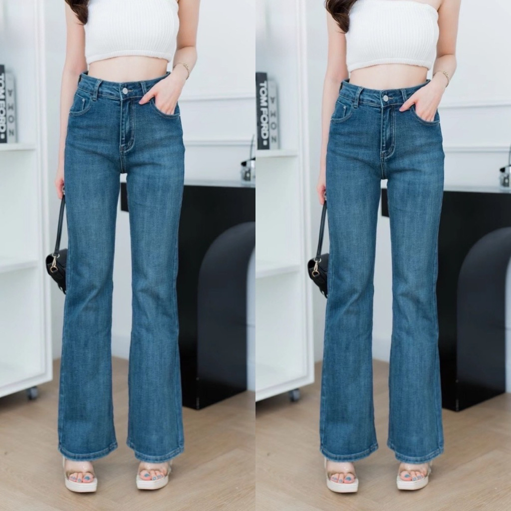 ขาม้า สีเข้มฟอก เอวสูง งานผ้าฮ่องกงพรีเมี่ยมยืดเยอะ มีไซส์ S-6XL เอว 24-42”