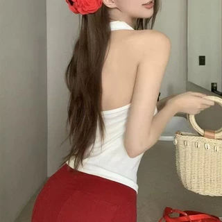 เสื้อคล้องคอเปิดหลัง (อ่านรายละเอียก่อนสั่ง)ผ้านุ่มนิ่ม เซ็กซี่เข้ารูป สีพาสเทล แฟชั่นผู้หญิง B03