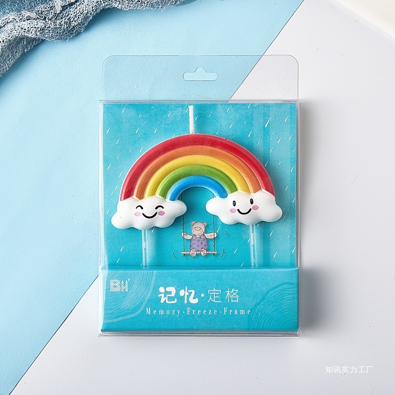เทียนวันเกิด เทียนสายรุ้ง เทียนก้อนเมฆ (พร้อมส่งจากไทย) รูปที่ 8