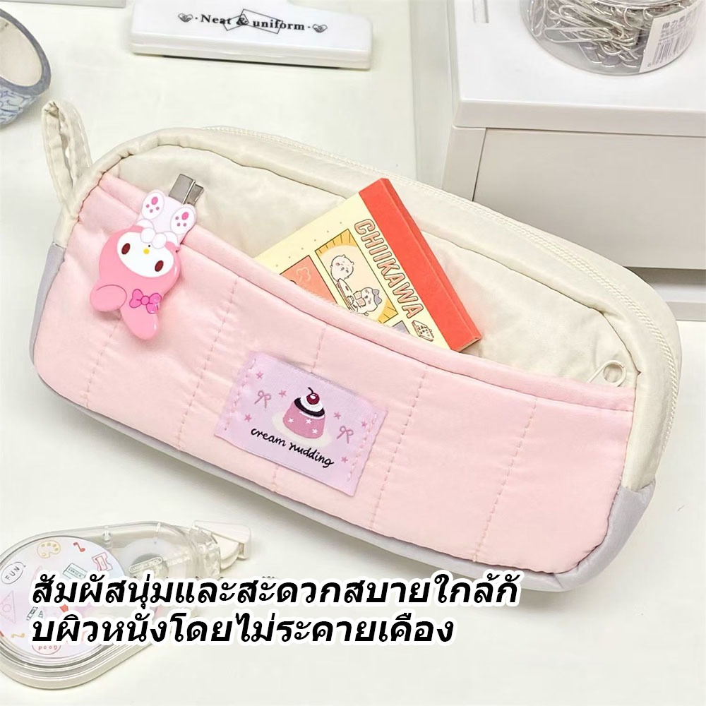 กระเป๋าดินสอ ผ้าใบ มัลติฟังก์ชั่น ชั้นเก็บหลายชั้น ความจุขนาดใหญ่ ใส่ปากกา เครื่องเขียน สำนักงาน - รูปที่ 3