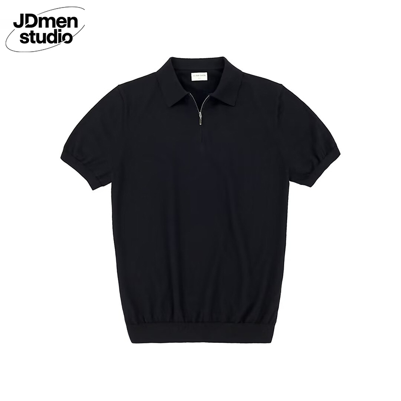 JDการส่งสินค้าท้องถิ่น COD เสื้อโปโลผู้ชายแขนสั้นคอฟล็อบ โปโล คอปกซิป เนื้อผ้าร่อง ขนนุ่มพิเศษ ใส่แล้วหุ่นล่ำ หุ่นดีขึ้น