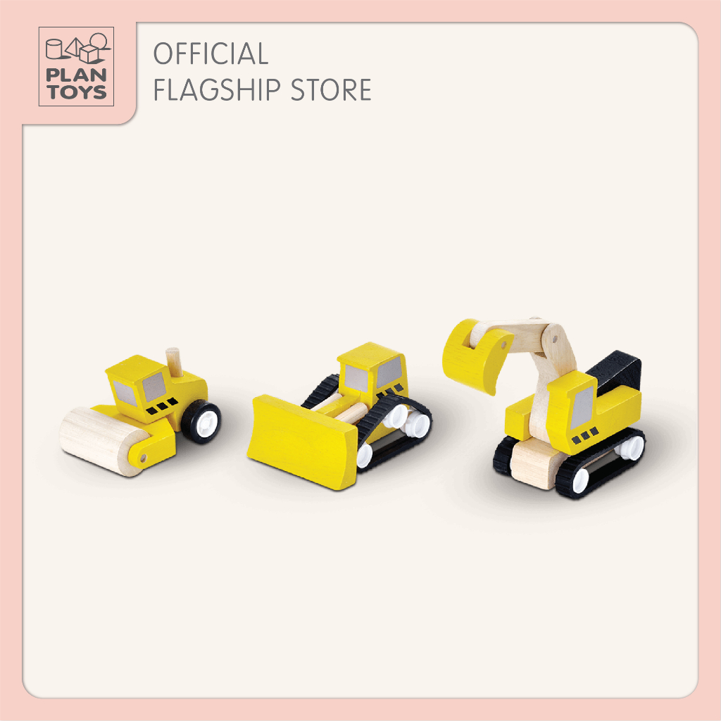 PlanToys ของเล่นไม้ 6014 Road Construction Set ชุดรถสร้างถนน เสริมพัฒนาการ สำหรับเด็กอายุ 3 ปี ขึ้นไป