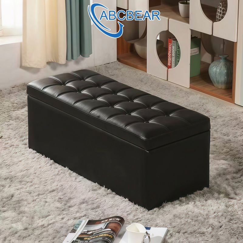 กล่องเก็บของนั่งได้ 110L กล่องใส่ของ มีฝาปิด สามารถพับได้ sofa โซฟาเล็ก วัสดุ PU ทนทานและสะดวกสบาย