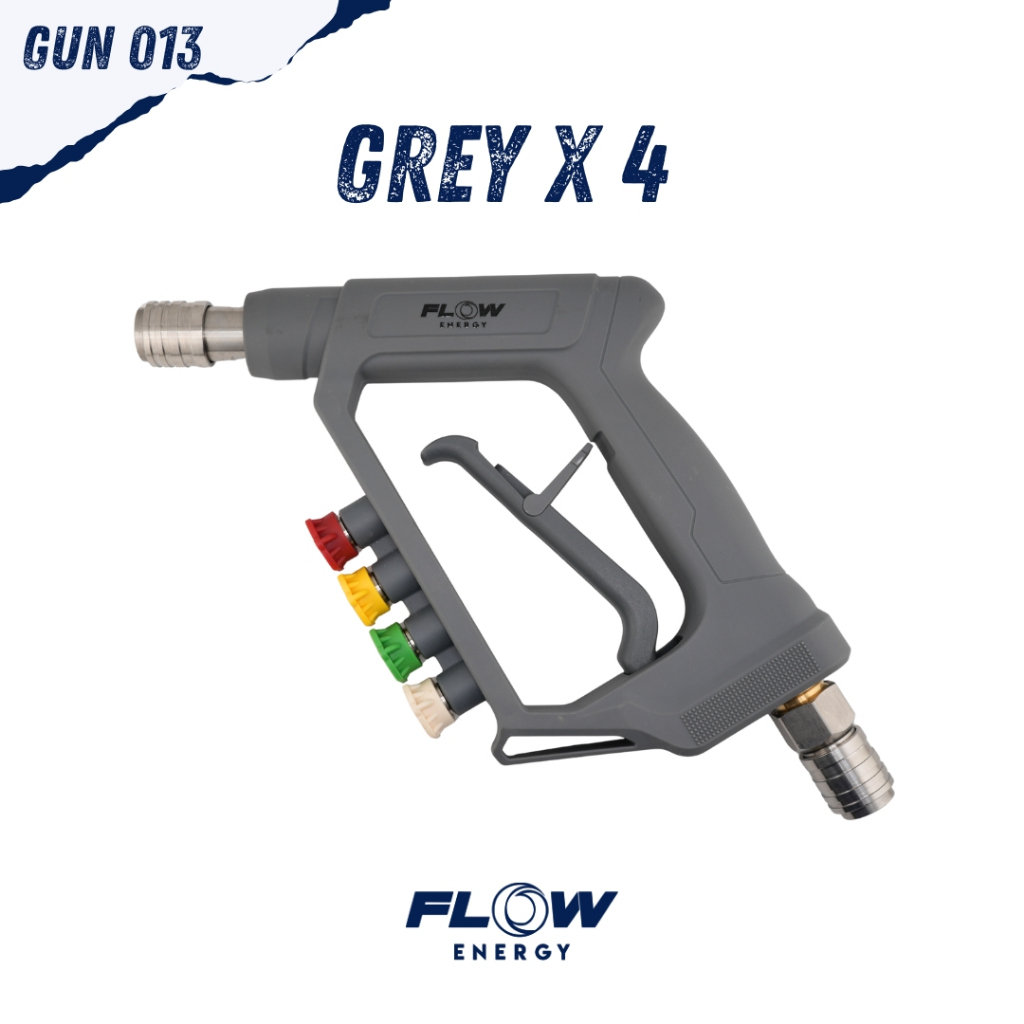 New Flow Energy - ปืนฉีดน้ำแรงดันสูงรุ่น GUN013 (Grey x 4) พร้อมข้อต่อสวมเร็วขนาด 11.8 มม. (1/4 หรือ 2 หุน)