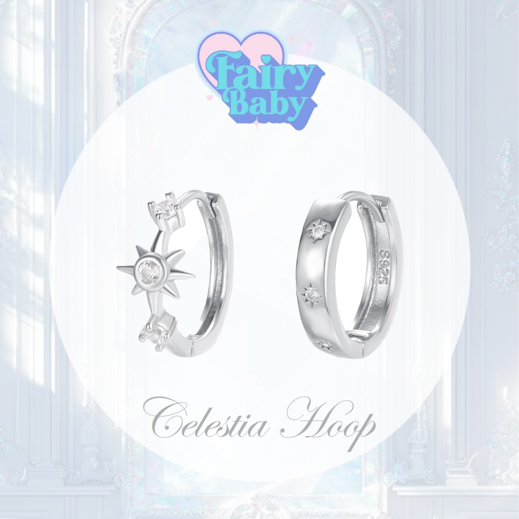 Fairybaby ต่างหูห่วง Celestia Hoop ต่างหูห่วง ตุ้มหูห่วง ดีไซน์ เท่ แฟชั่น เงินแท้ (E2-022)