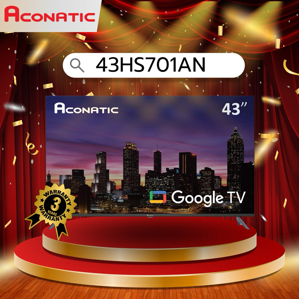 แอลอีดี ทีวี 43 นิ้ว ACONATIC 43HS701AN GOOGLE ทีวี HD (รับประกัน 3 ปี)
