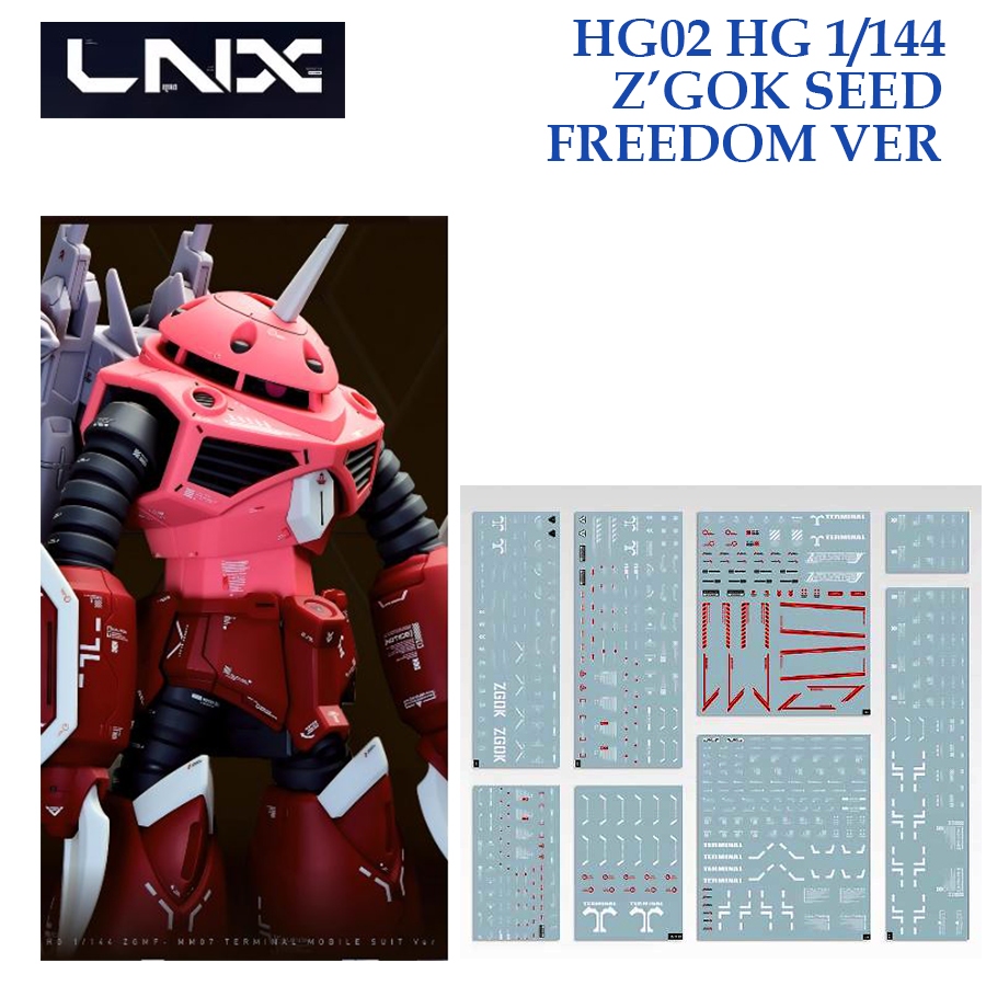 [LNX ] HG02  HG 1/144 Z'GOK SEED  FREEDOM VER GUNDAM WATER SLIDE DECAL