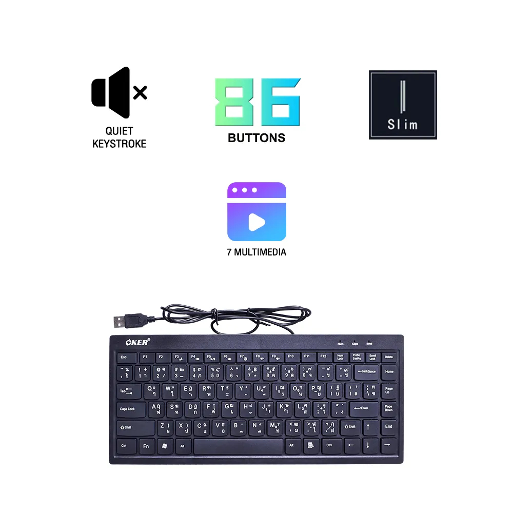OKER คีย์บอร์ดหัวเสียบ USB รุ่น F6 คีย์บอร์ดขนาดเล็กพกพาง่าย