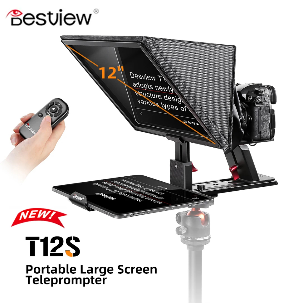 Bestview T12S teleprompter สำหรับ12.9นิ้ว iPad แท็บเล็ตโทรศัพท์ DSLR กล้อง prompter (รับประกัน 1ปี)