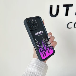 เหมาะ เคส Realme C53/C51/C51S Note 50 Note 60 7i/C17 C65 C75 5i/5S/6i/C3 กรณีโทรศัพท์แฟชั่นเคส Simple Flame