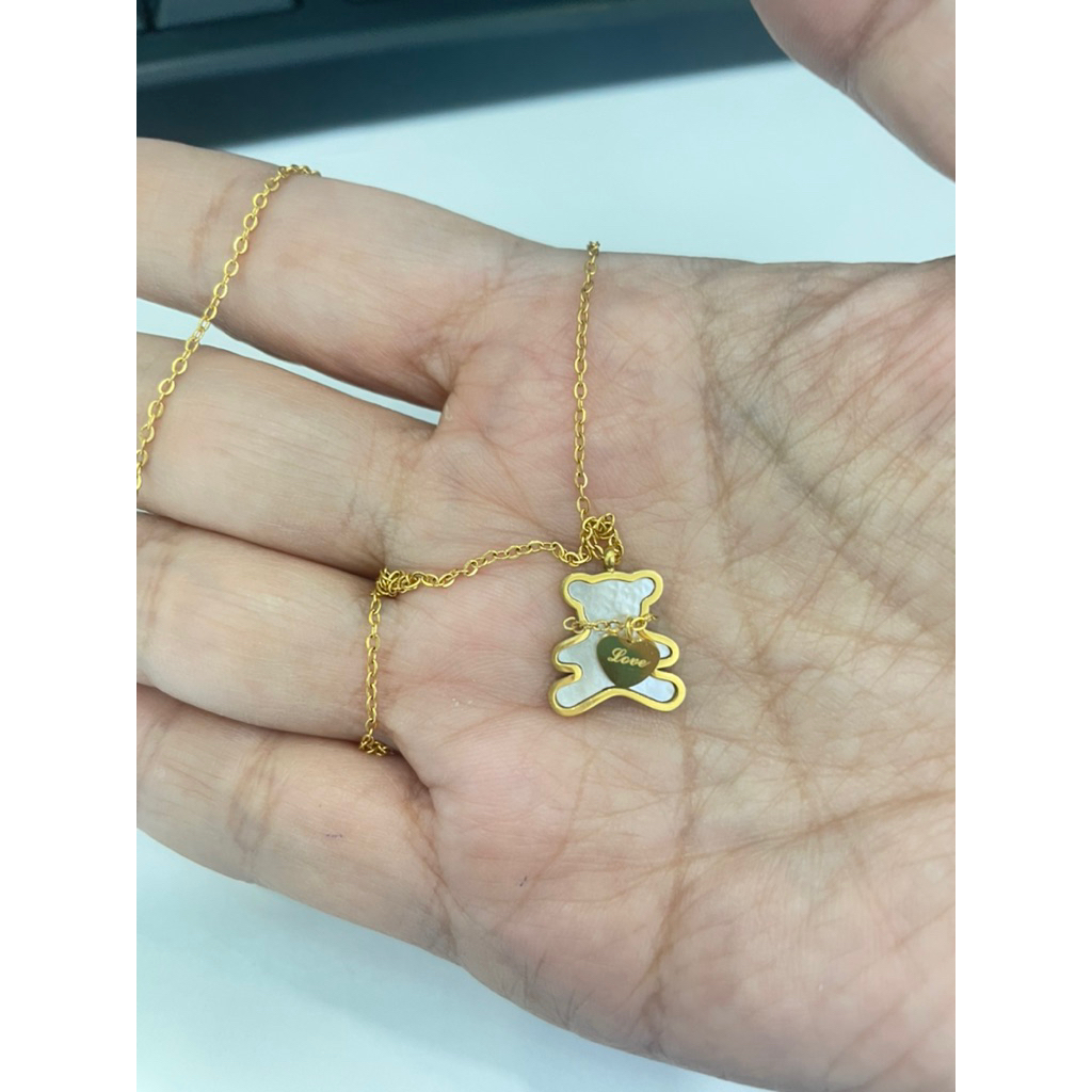 สร้อยคอรูปหมีใส่อาบน้ำได้(มือ2)ตอก18KGP