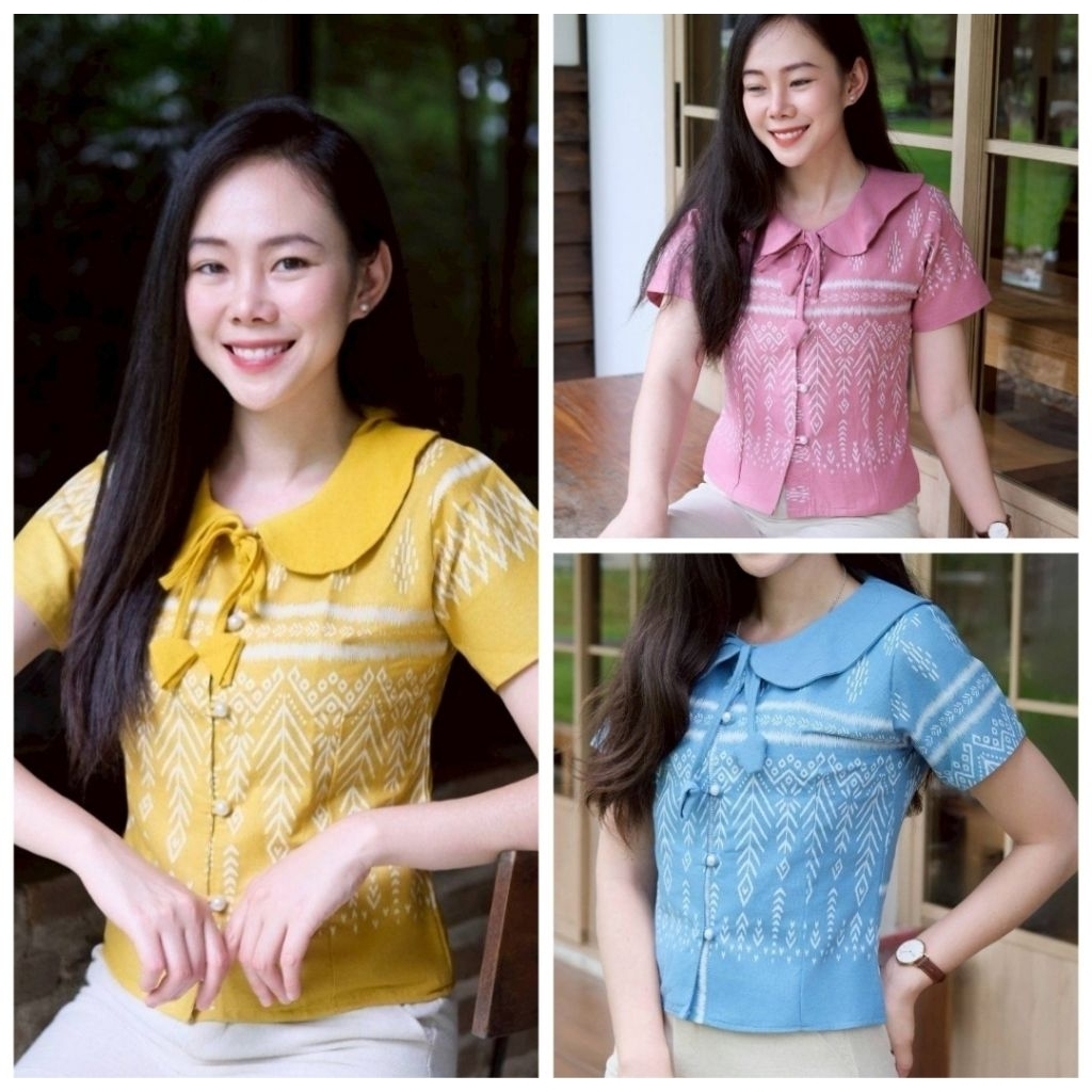เสื้อผ้าฝ้ายคอบัว มัดดอกฝิ่น ลายดอกปีบ เชิงใหญ่