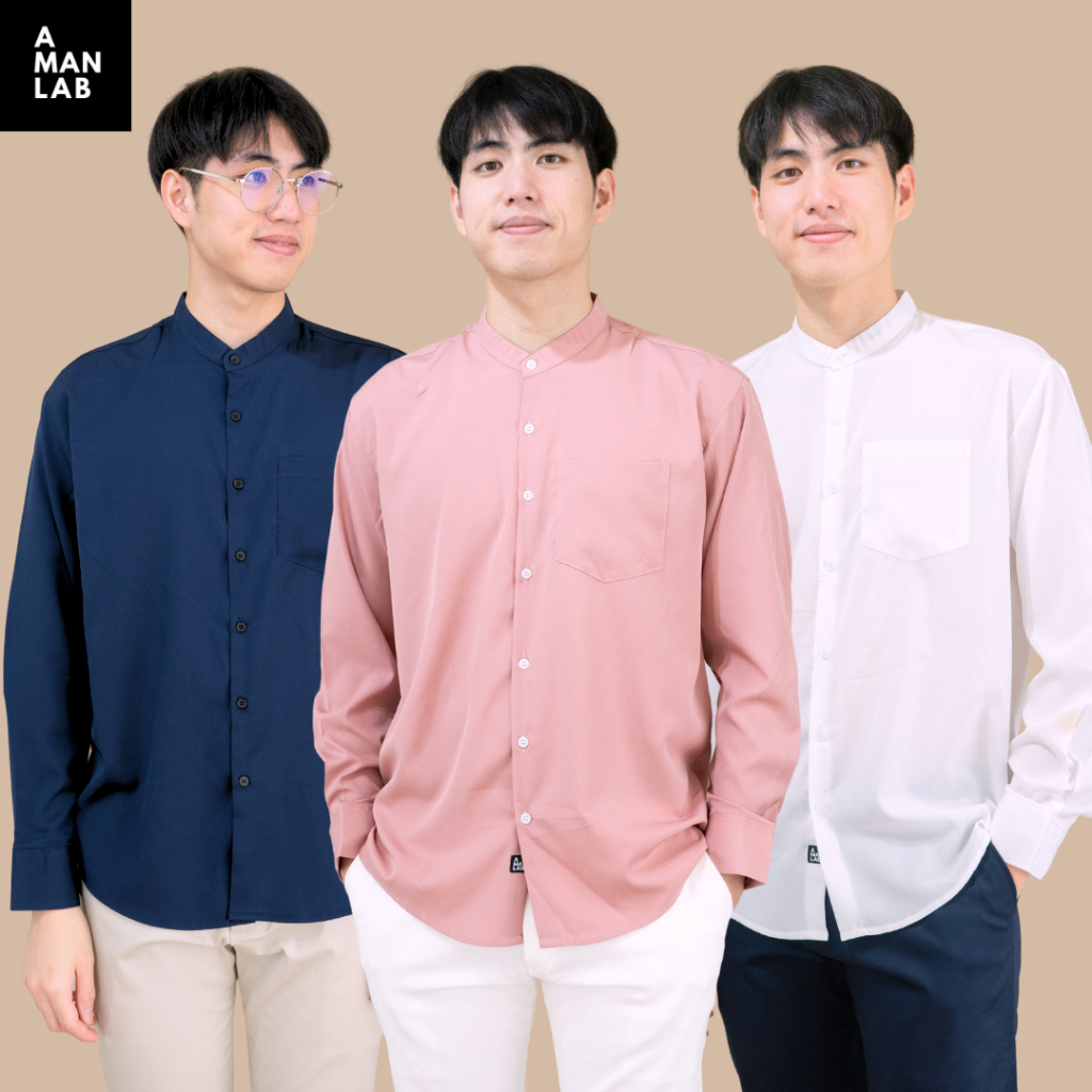 เสื้อคอจีนแขนยาว ผ้าเกาหลี CHINESE LONG SLEEVE ไหม เชิ้ต เสื้อเชิ้ต ผู้ชาย แขนยาว