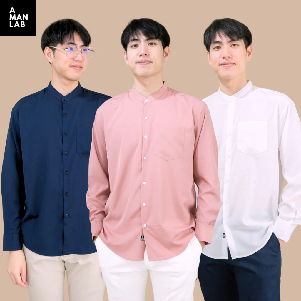 เสื้อคอจีนแขนยาว ผ้าเกาหลี CHINESE LONG SLEEVE ไหม เชิ้ต เสื้อเชิ้ต ผู้ชาย แขนยาว