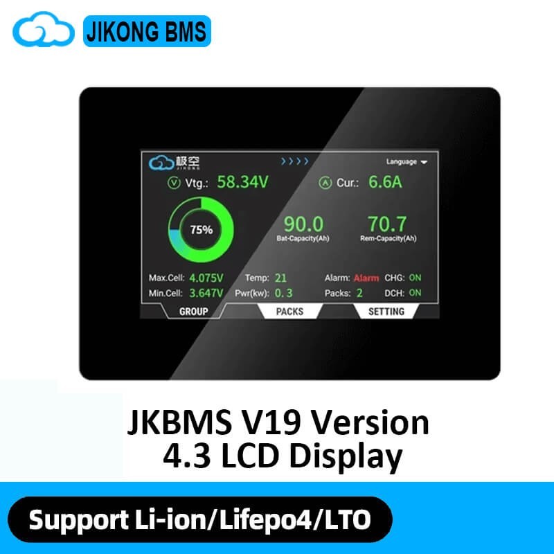 LCD JK V19 ใช้ร่วมกับ JK BMS V19 เท่านั้น รองรับภาษาไทย  bms JK V19 .ให้สอบถาม