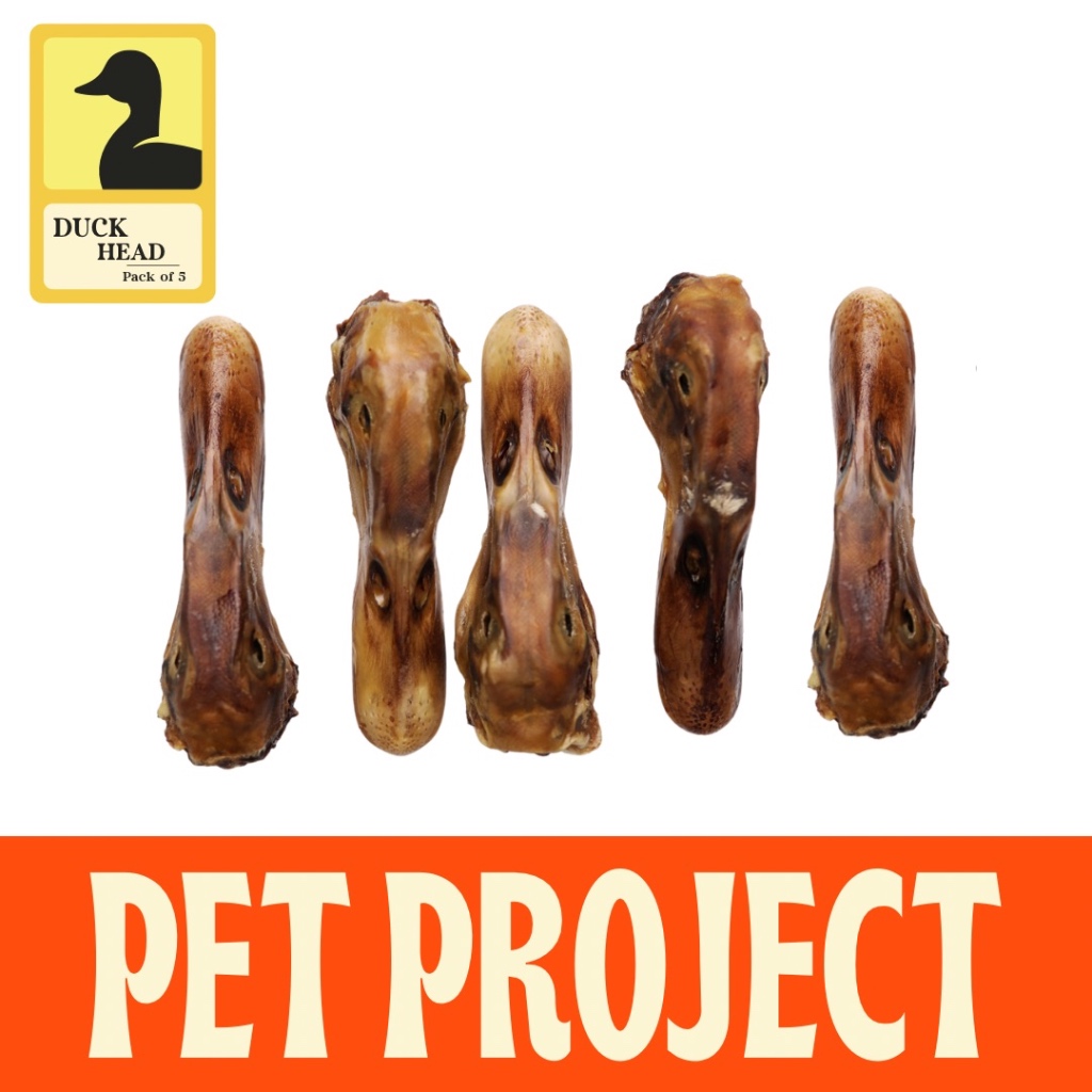 Pet Project Dehydrated Duck Head หัวเป็ดอบแห้ง (แพ็ค 5 ชิ้น) 100% Natural Treats For Dogs