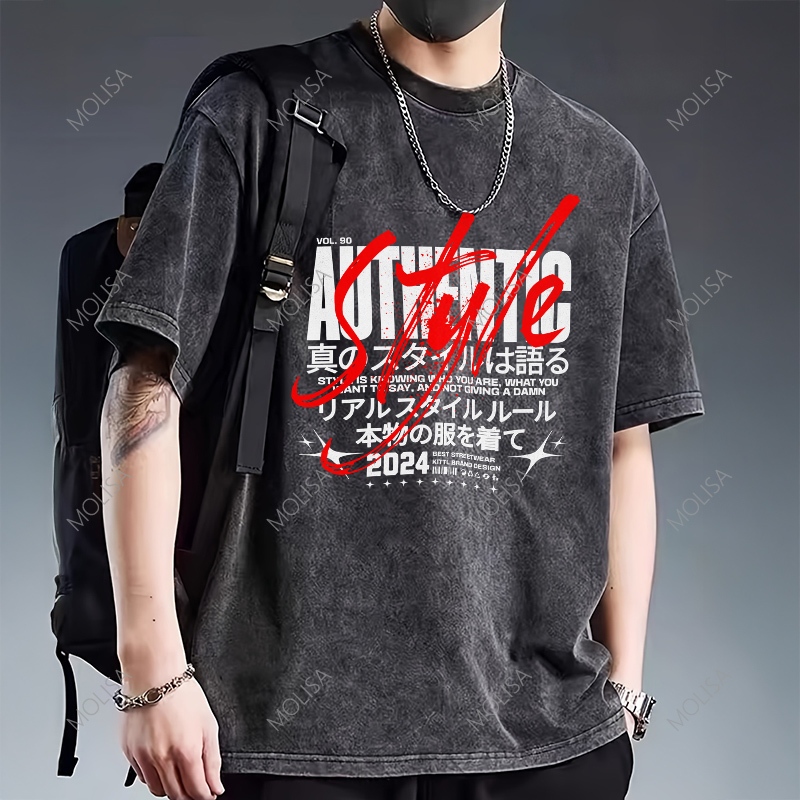 เสื้อยืดผ้าฟอก เสื้อยืด oversize ชาย เกรดพรีเมียม เสื้อยืด เสื้อคอตตอน100% เสื้อยืดผู้ชายเท่ๆ 68114#