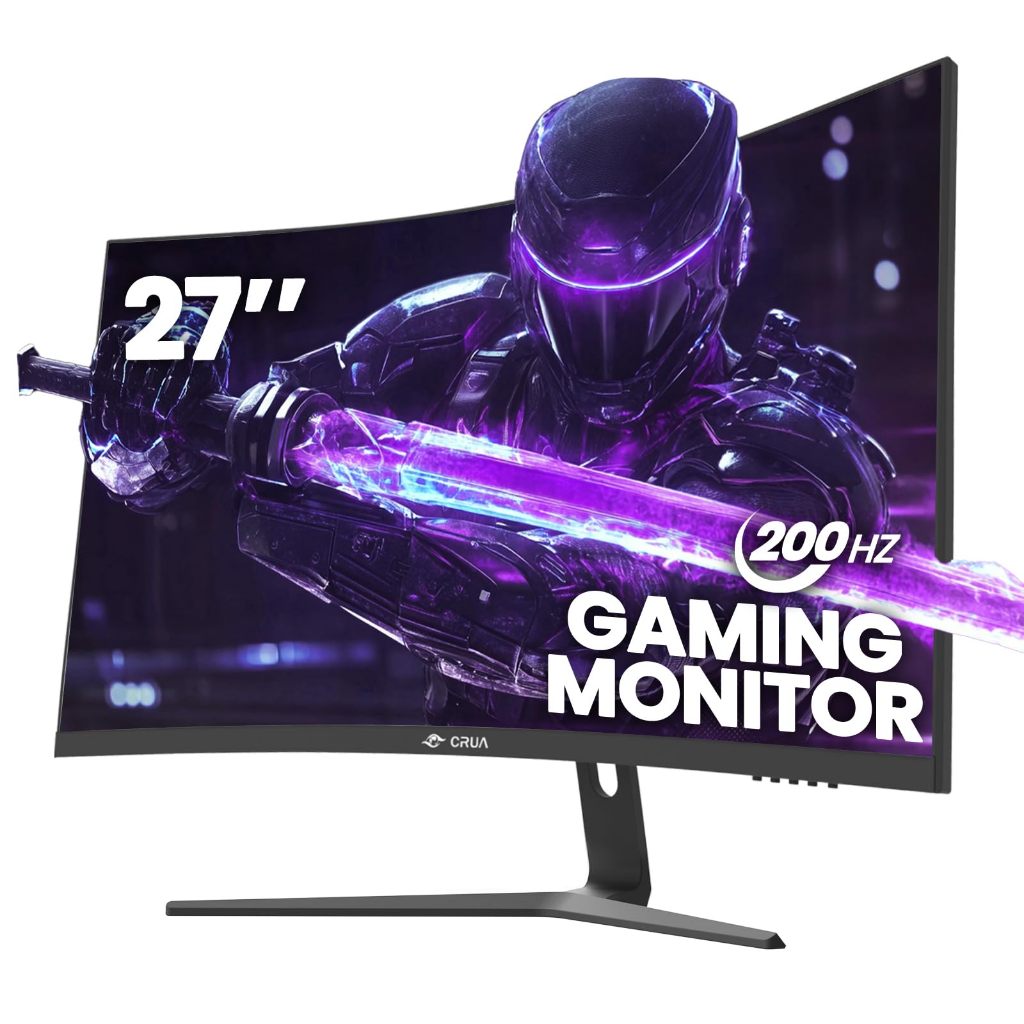 CRUA 27-inch curved gaming monitor,180Hz/200Hz FHD 1080P VA screen,with FreeSync,DisplayPort, HDMI,b