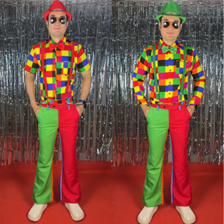 ชุดแหยมชาย ชุดย้อนยุคชาย ชุดธีมงานวัด