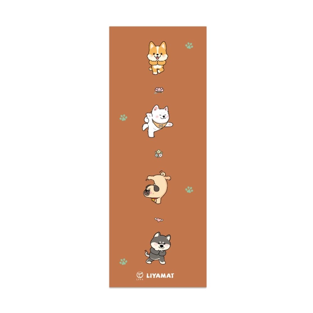 LIYAMAT-Dogs'Yogaเสื่อโยคะ ลายน่ารัก หนา หนึบPremium PU+ Natural rubber เนื้อผิวเรียบเพิ่มหนา
