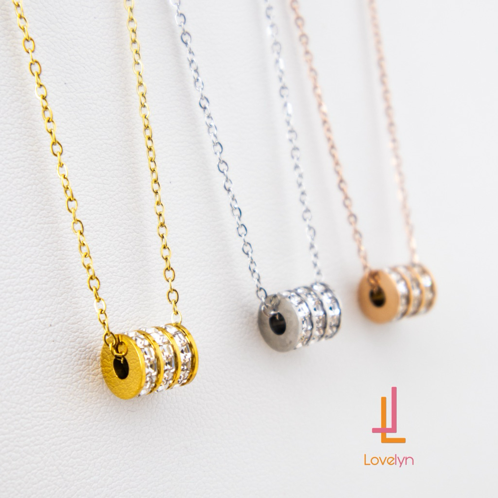 N017✨Lovelyn สร้อยสแตนเลสจี้ห่วงเพชรคล้อง Stainless steel ไม่ลอกไม่ดำ