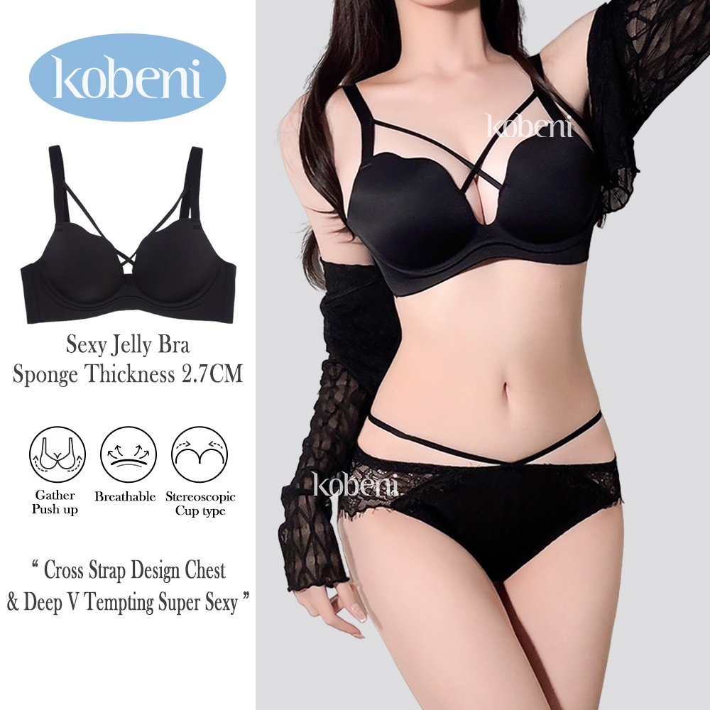 ⭐KOBENI⭐Bra เจลลี่บรา บราดันทรง บราเซ็กซี่ บราไร้โครง สวมใส่สบาย ดีเทลเคิฟช่วงอก