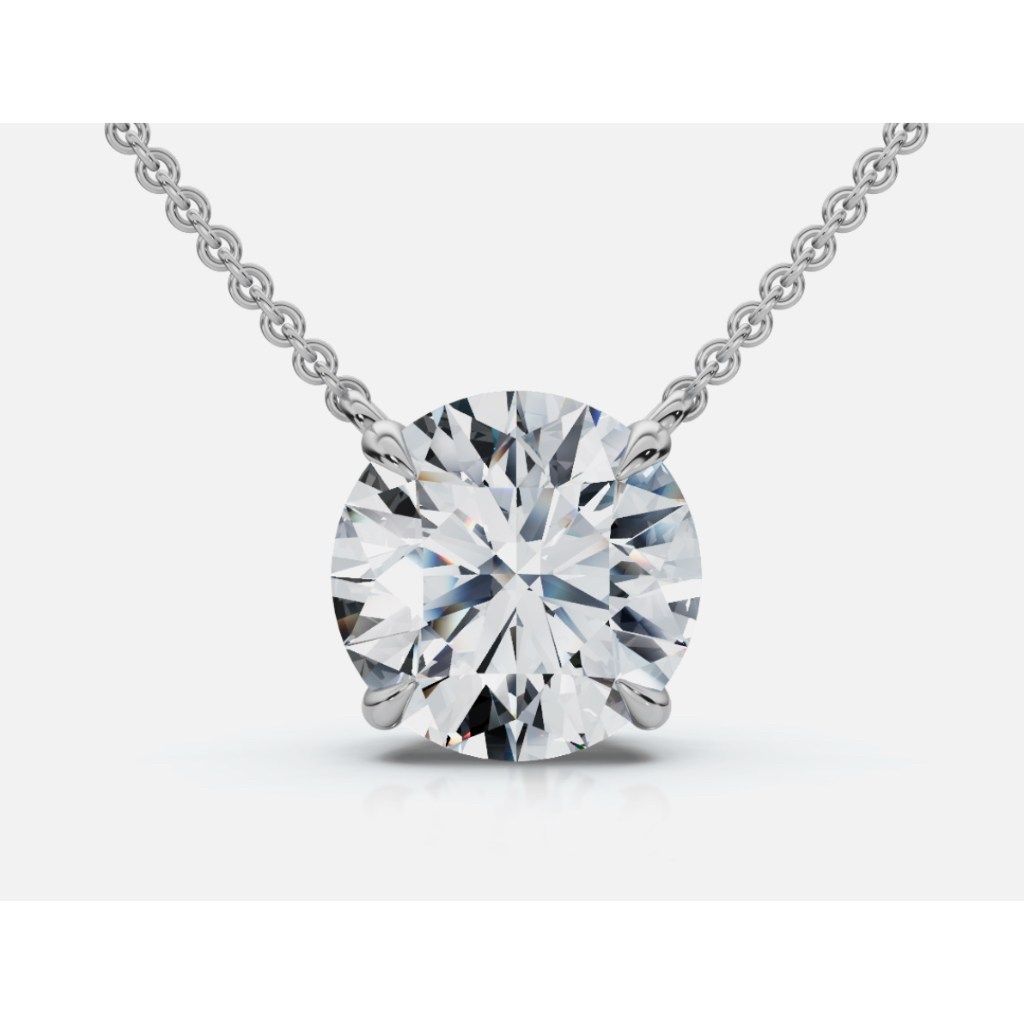 1 ct D VVS2 Lab Grown Diamond Pendant - White Gold 9K (IGI Certificate)