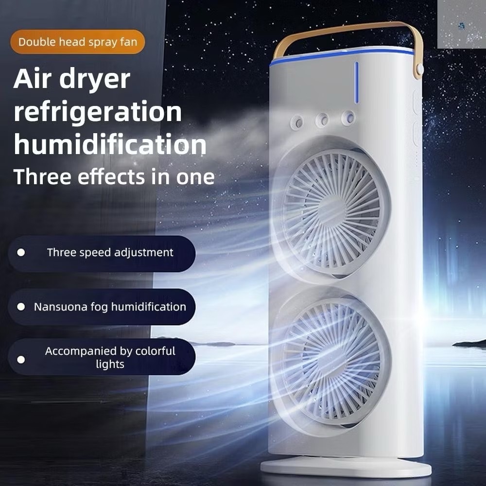 พัดลม 2หัว Double Coolness ลมแรงเย็นดี ระบายอากาศ ปรับได้3ระดับ Desk Fan พัดลมตั้งโต๊ะ