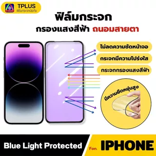 [🇹🇭T-Plus] ฟิล์มกระจก iphone กันแสงสีฟ้าถนอมสายตา 18 18Pro 18Promax 17 16 15 14 13 12 11 Pro Max