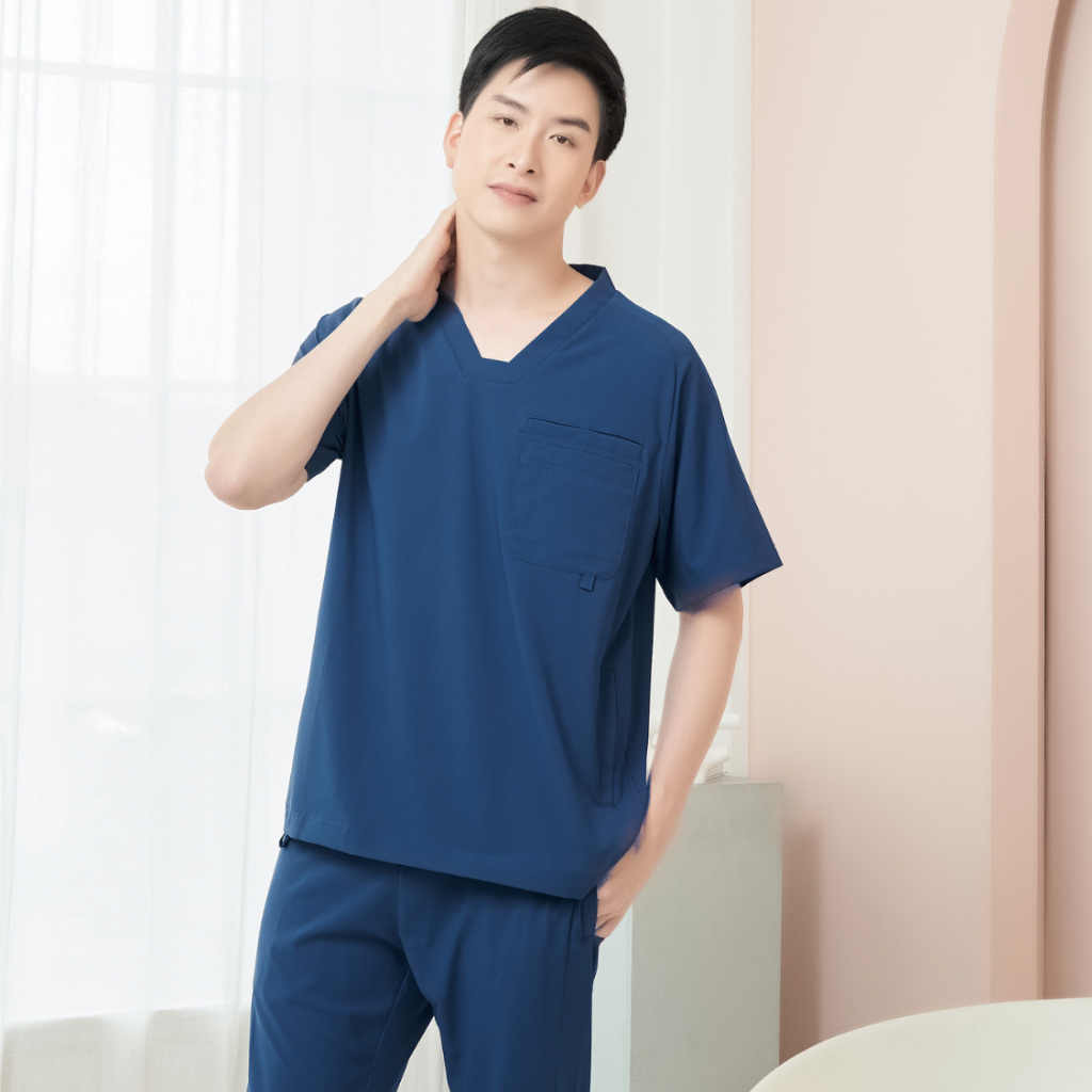 (ขายแยกชิ้น) ชุดคอเหลี่ยมสีกรม ชุดสครับเเพทย์ สัตวแพทย์ ไม่ติดขน ราคา ถูกที่สุด ดีลบีเคเค แกลเลอรีภาพที่ 3