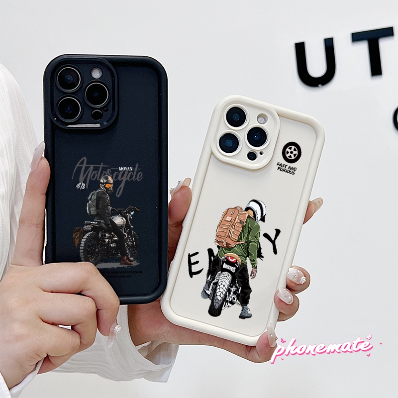 เคส  Infinix Hot 40i Smart8/8Pro/HD SPARK20/SPARK20C การ์ตูนแบรนด์อินเทรนด์ Cool รถจักรยานยนต์ Biker Boy ป้าย เคส
