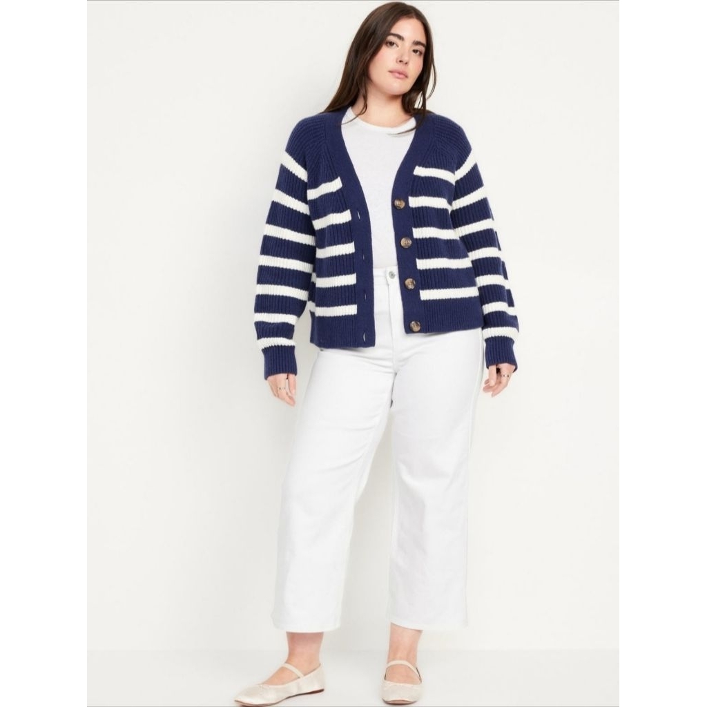 High-Waisted Wow White-Wash Wide-Leg Jeans OLD NAVY กางเกงยีนส์ oversize สีขาว gap