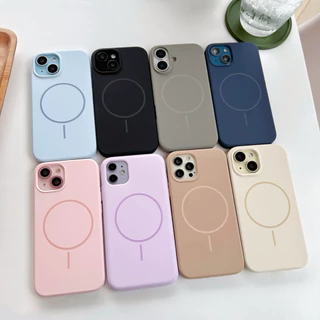 ใหม่ 16plus งานกำมะหยี่ เคสซิลิโคนชาร์จไร้สายวงแหวนแม่เหล็ก for iPhone 11pro 12Pro 13Pro 14Pro 15Pro 16Pro 16plus 15plus