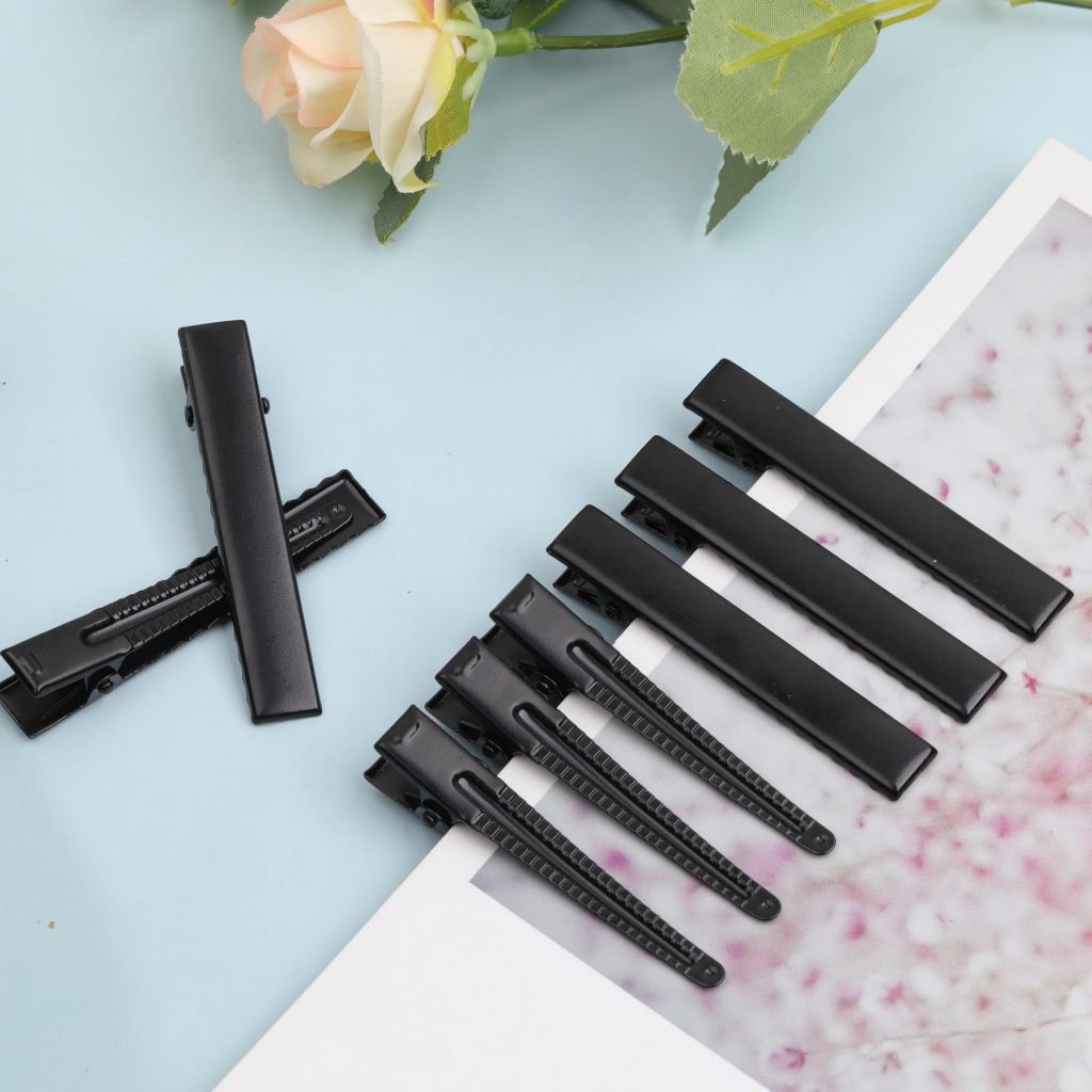 กิ๊บติดผมสีดำ 100 ชิ้น กิ๊บติดผมรูปจระเข้ขาเดียว กิ๊บติดผมแบบติดเปล่า