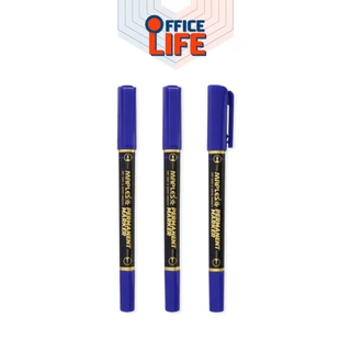 MAPLES (เมเปิ้ล) ปากกามาร์คเกอร์ มาร์คเกอร์กันน้ำ รุ่น MP-C12 เขียนถุง เขียน CD หมึกน้ำเงิน ดำ แดง 2 หัว ( 1 ด้าม )