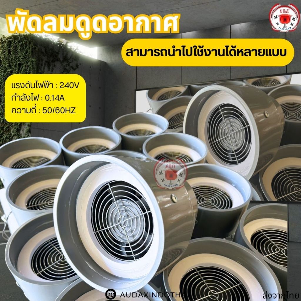 พัดลมระบายอากาศ พัดลมดูดอากาศ ดูดเข้า ดูดออก สีเทา 4 นิ้ว ใช้งานง่าย ใช้ได้หลายรูปแบบ