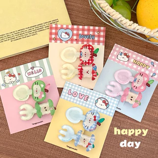 Cute 366 กิ๊บติดผม กิ๊บหนีบผมช้อนส้อมแอปเปิ้ล 2 ชิ้น/แพ็ค