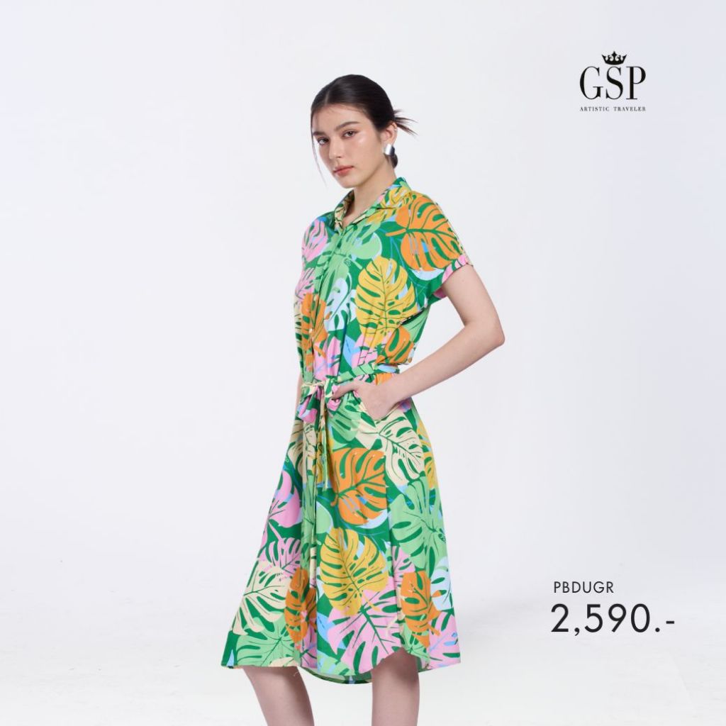 GSP เดรส แขนสั้้น จังเกิล จอย สีเขียว PBDUGR