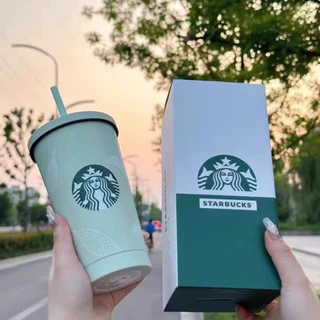 ตรงปก เกรดพรีเมียม Starbucks แก้วเก็บความเย็น สีเขียวมินท์ สแตนเลสแท้ 304 ขนาด 500 ml พร้อมหลอด เก็บอุณหภูมิเก็บร้อน-เย็